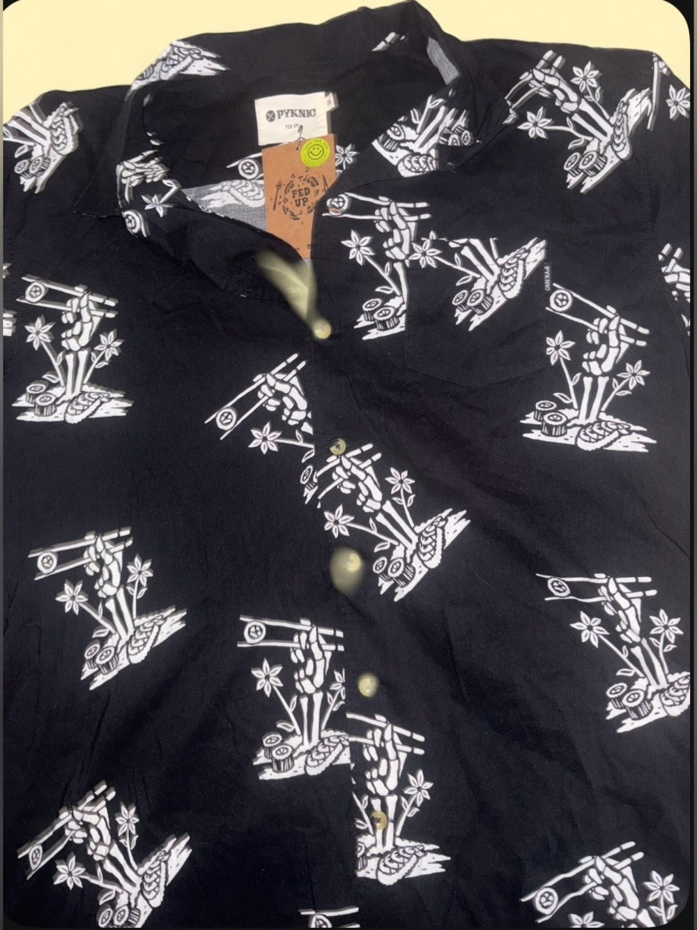 PYKNIC Skeleton Print Button Up Shirt NWT | Men’s 3XL Boutique - Picture 5 of 7
